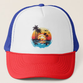 Tropical Sunset Paradise Truckerkappe