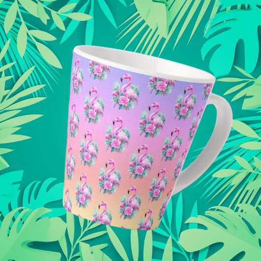 Tropical Sunset Pink Flamingo Milchtasse