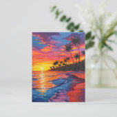Tropical Sunset Postcard Postkarte (Stehend Vorderseite)