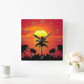 Tropical Sunset Quadratische Wanduhr (Zuhause)