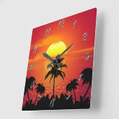Tropical Sunset Quadratische Wanduhr (Winkel)