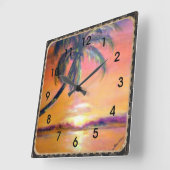 Tropical Sunset Quadratische Wanduhr (Winkel)
