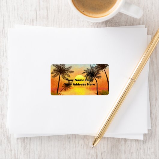 Tropical Sunset Return Address Label Adressaufkleber (Insitu)