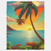 Tropical Sunset Romantic Beach Retreat Fleecedecke (Vorderseite)