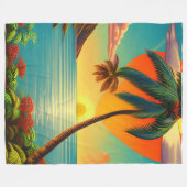 Tropical Sunset Romantic Beach Retreat Fleecedecke (Vorderseite (Horizontal))