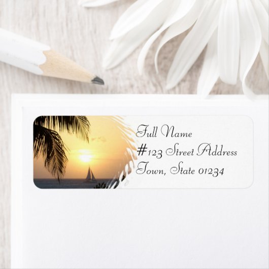 Tropical Sunset Sail Return Address Label (Insitu)