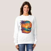 Tropical Sunset Sailing Abenteuer Damen Sweatshirt (Vorne ganz)