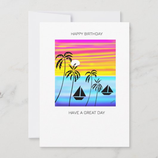 Tropical Sunset Sailing Birthday Card (Vorderseite)