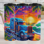 Tropical Sunset Semi Truck Ocean Thermosbecher
