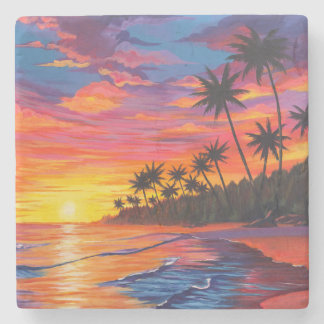 Tropical Sunset Stone Beverage Coaster Steinuntersetzer