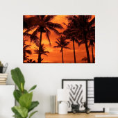 Tropical Sunset Summer Design Palmen Landschaft Poster (Heimbüro)