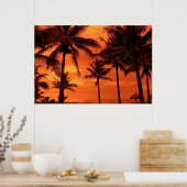 Tropical Sunset Summer Design Palmen Landschaft Poster (Küche)