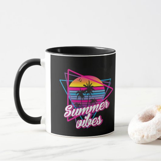 Tropical Sunset Summer Vibes Coffee Tasse (Mit Donut)