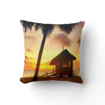Tropical Sunset Throw Pillow - Beach Vibes Deco