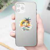 Tropical Sunset Vibes - Palmen Trees & Beach Desig Aufkleber (Telefon)