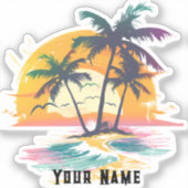 Tropical Sunset Vibes - Palmen Trees & Beach Desig Aufkleber (Vorderseite)
