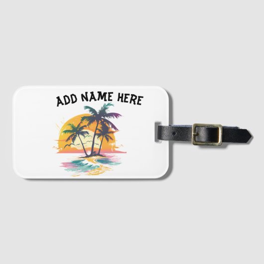 Tropical Sunset Vibes - Palmen Trees & Beach Desig Gepäckanhänger (Vorderseite (Horizontal))