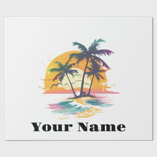 Tropical Sunset Vibes - Palmen Trees & Beach Desig Geschenkpapier (Flach)
