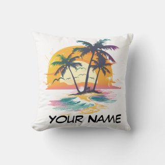 Tropical Sunset Vibes - Palmen Trees & Beach Desig Kissen