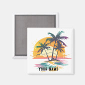 Tropical Sunset Vibes - Palmen Trees & Beach Desig Magnet (Vorderseite/Rückseite)