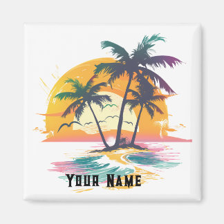 Tropical Sunset Vibes - Palmen Trees & Beach Desig Magnet