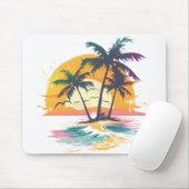 Tropical Sunset Vibes - Palmen Trees & Beach Desig Mousepad (Mit Mouse)