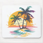 Tropical Sunset Vibes - Palmen Trees & Beach Desig Mousepad (Vorne)