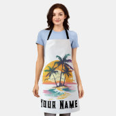 Tropical Sunset Vibes - Palmen Trees & Beach Desig Schürze (Getragen)
