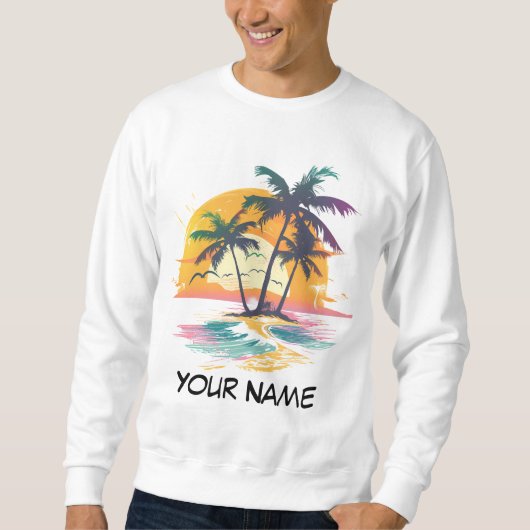 Tropical Sunset Vibes - Palmen Trees & Beach Desig Sweatshirt (Vorderseite)