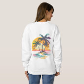 Tropical Sunset Vibes - Palmen Trees & Beach Desig Sweatshirt (Schwarz voll)