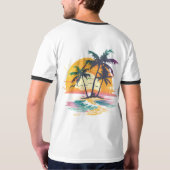 Tropical Sunset Vibes - Palmen Trees & Beach Desig T-Shirt (Schwarz voll)