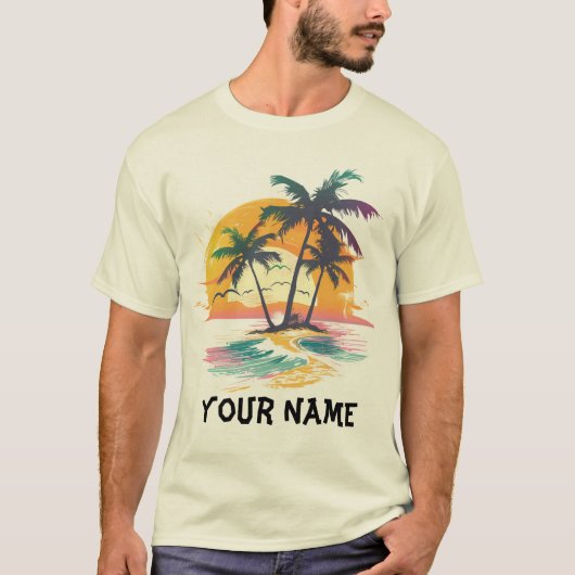 Tropical Sunset Vibes - Palmen Trees & Beach Desig T-Shirt (Vorderseite)