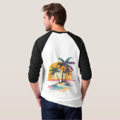 Tropical Sunset Vibes - Palmen Trees & Beach Desig T-Shirt (Schwarz voll)
