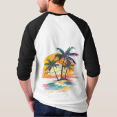 Tropical Sunset Vibes - Palmen Trees & Beach Desig T-Shirt (Rückseite)