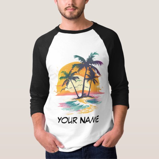 Tropical Sunset Vibes - Palmen Trees & Beach Desig T-Shirt (Vorderseite)