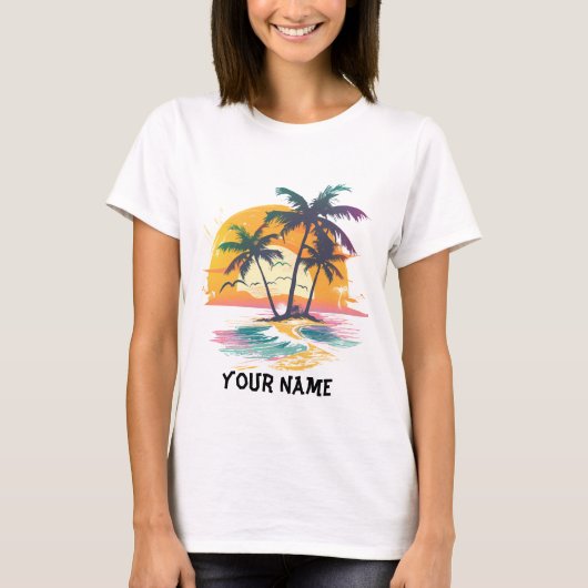 Tropical Sunset Vibes - Palmen Trees & Beach Desig T-Shirt (Vorderseite)