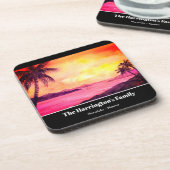 Tropical Sunset Water color, Farida Greenfield Getränkeuntersetzer (Linke Seite)