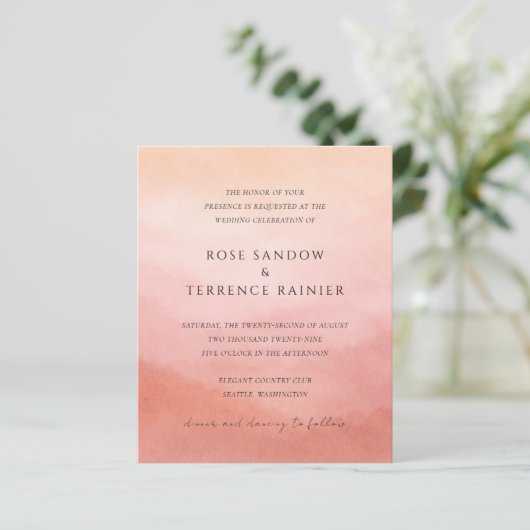 Tropical Sunset Watercolor Elegant Wedding Invite (Stehend Vorderseite)