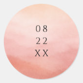 Tropical Sunset Watercolor Elegant Wedding Runder Aufkleber (Vorderseite)