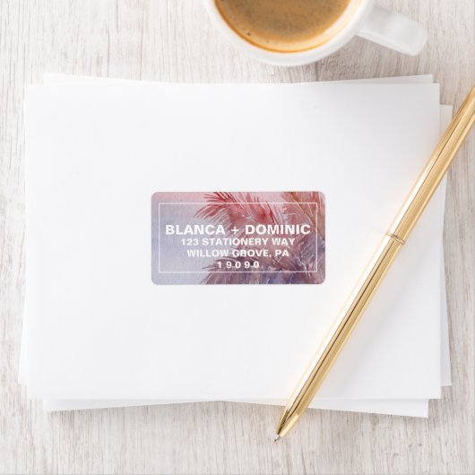 Tropical Sunset Wedding Adressaufkleber (Insitu)