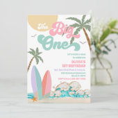 Tropical Surf 1. Geburtstagseinladung Einladung (Stehend Vorderseite)