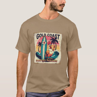 Tropical Surf Vibes - Retro Rooster & Waveboard T- T-Shirt