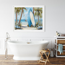 Tropical Surfboard Coastal Wall Art Print Poster
