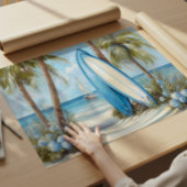 Tropical Surfboard Coastal Wall Art Print Poster