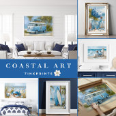 Tropical Surfboard Coastal Wall Art Print Poster