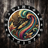 Tropical Surfer Sunset Wave Art Piece Dartscheibe