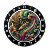 Tropical Surfer Sunset Wave Art Piece Dartscheibe (vorne)