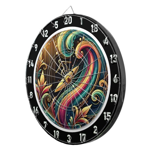 Tropical Surfer Sunset Wave Art Piece Dartscheibe (Vorderseite rechts)