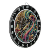 Tropical Surfer Sunset Wave Art Piece Dartscheibe (Vorderseite Links)