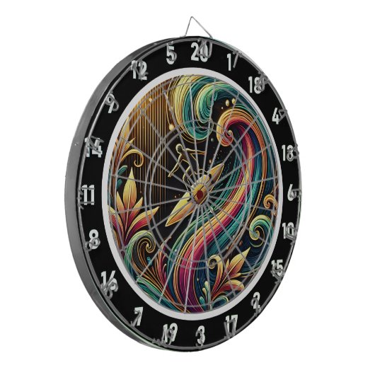 Tropical Surfer Sunset Wave Art Piece Dartscheibe (Vorderseite Links)